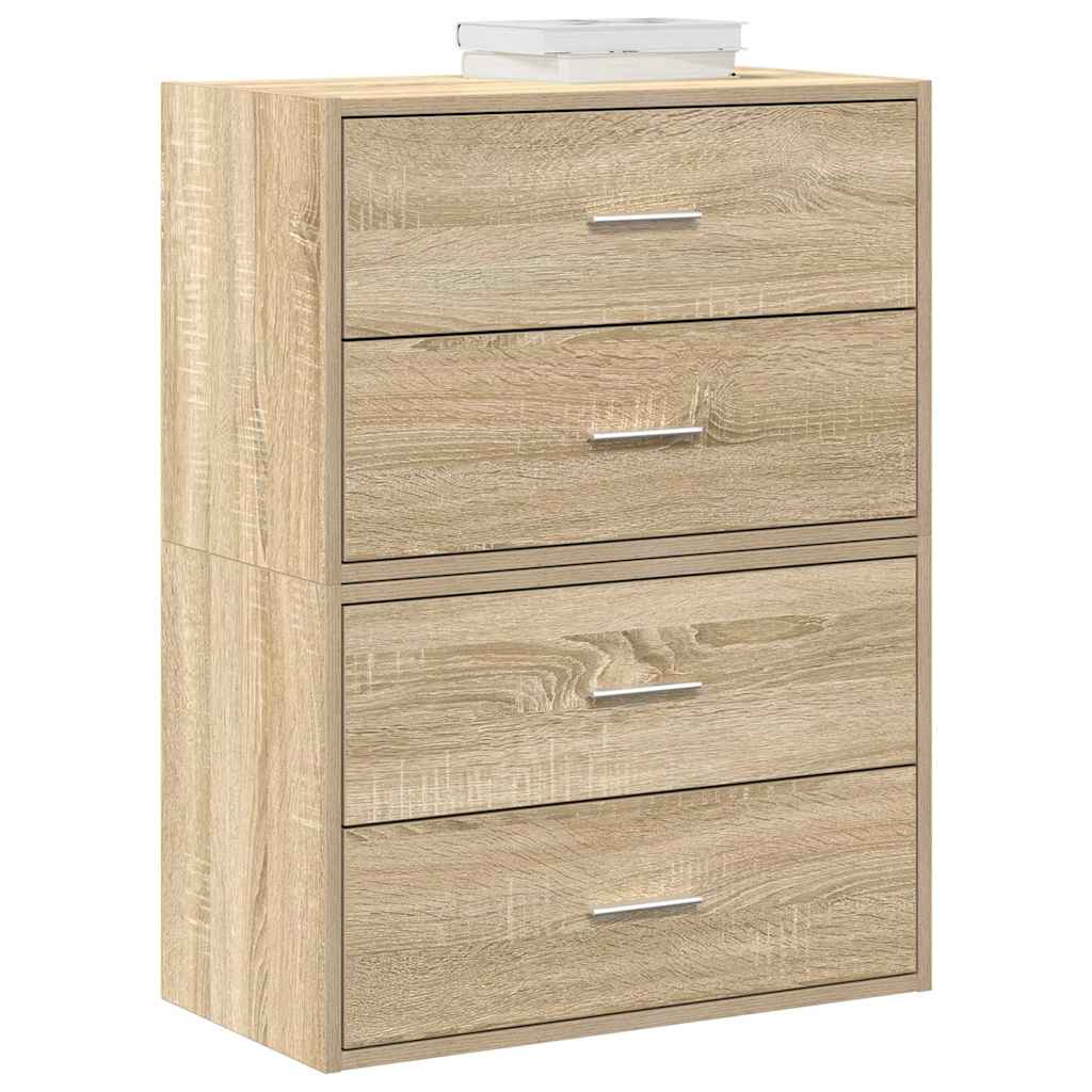vidaXL Cabinets with 4 Drawers 2 pcs Sonoma Oak 60x31x40 cm Engineered Wood 1