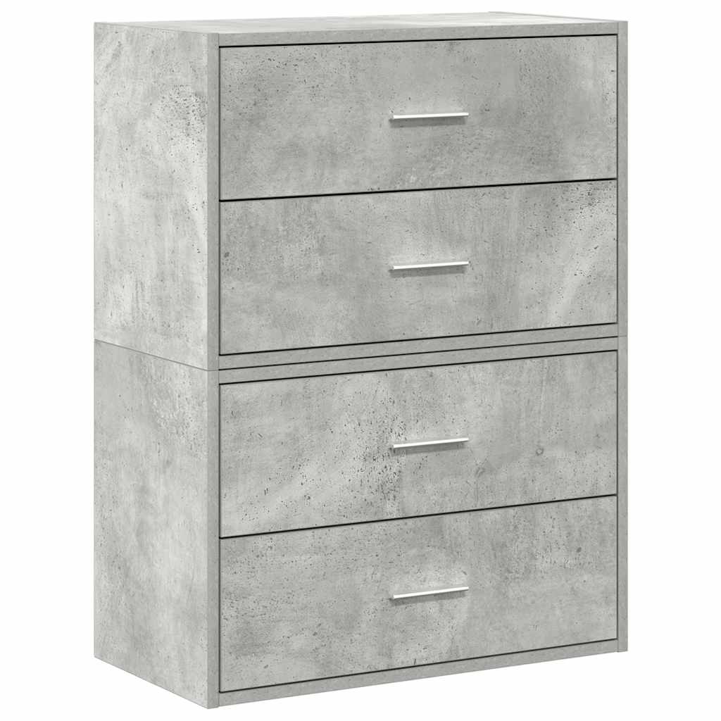 vidaXL Cabinets with 4 Drawers 2 pcs Concrete Grey 60x31x40 cm Engineered Wood 2