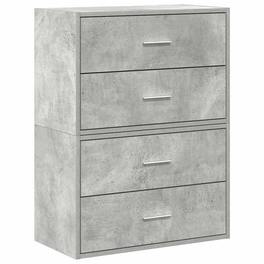 vidaXL Cabinets with 4 Drawers 2 pcs Concrete Grey 60x31x40 cm Engineered Wood 2