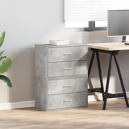 vidaXL Cabinets with 4 Drawers 2 pcs Concrete Grey 60x31x40 cm Engineered Wood 3