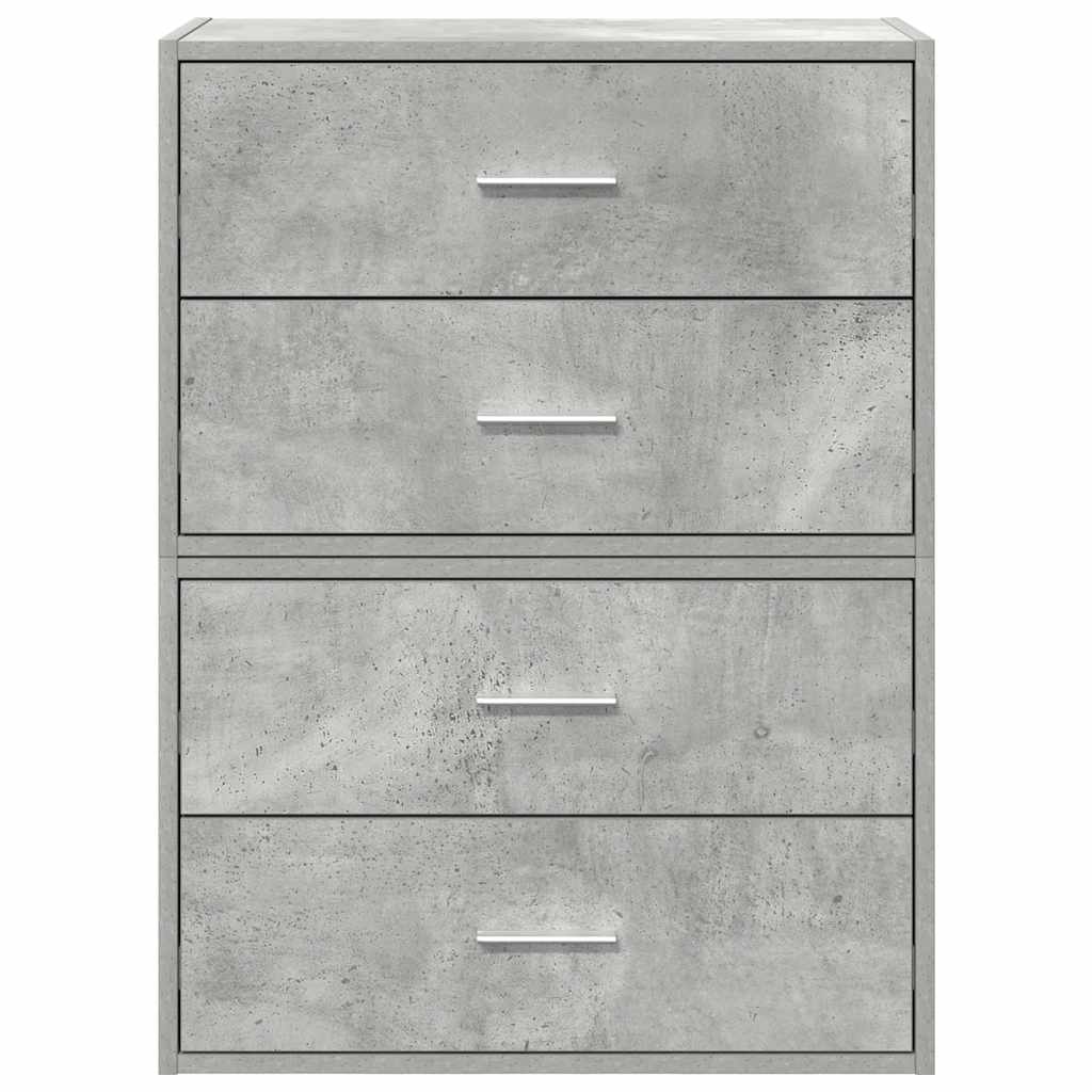 vidaXL Cabinets with 4 Drawers 2 pcs Concrete Grey 60x31x40 cm Engineered Wood 4