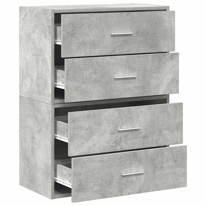 vidaXL Cabinets with 4 Drawers 2 pcs Concrete Grey 60x31x40 cm Engineered Wood 5