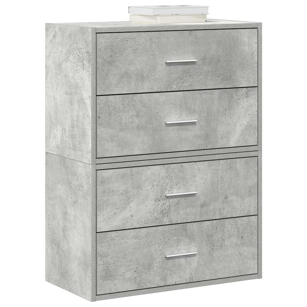 vidaXL Cabinets with 4 Drawers 2 pcs Concrete Grey 60x31x40 cm Engineered Wood 1