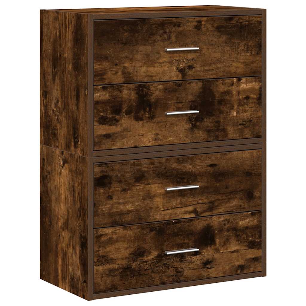 vidaXL Cabinets with 4 Drawers 2 pcs Smoked Oak 60x31x40 cm Engineered Wood 2
