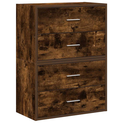 vidaXL Cabinets with 4 Drawers 2 pcs Smoked Oak 60x31x40 cm Engineered Wood 2