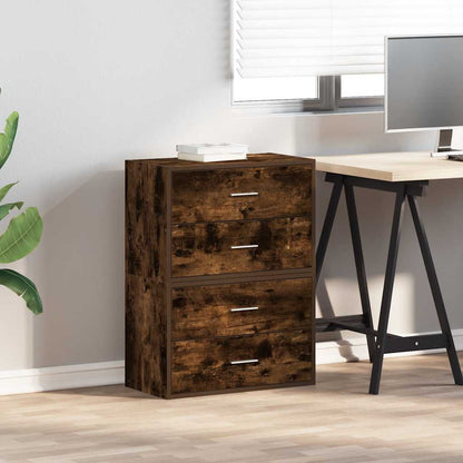 vidaXL Cabinets with 4 Drawers 2 pcs Smoked Oak 60x31x40 cm Engineered Wood 3