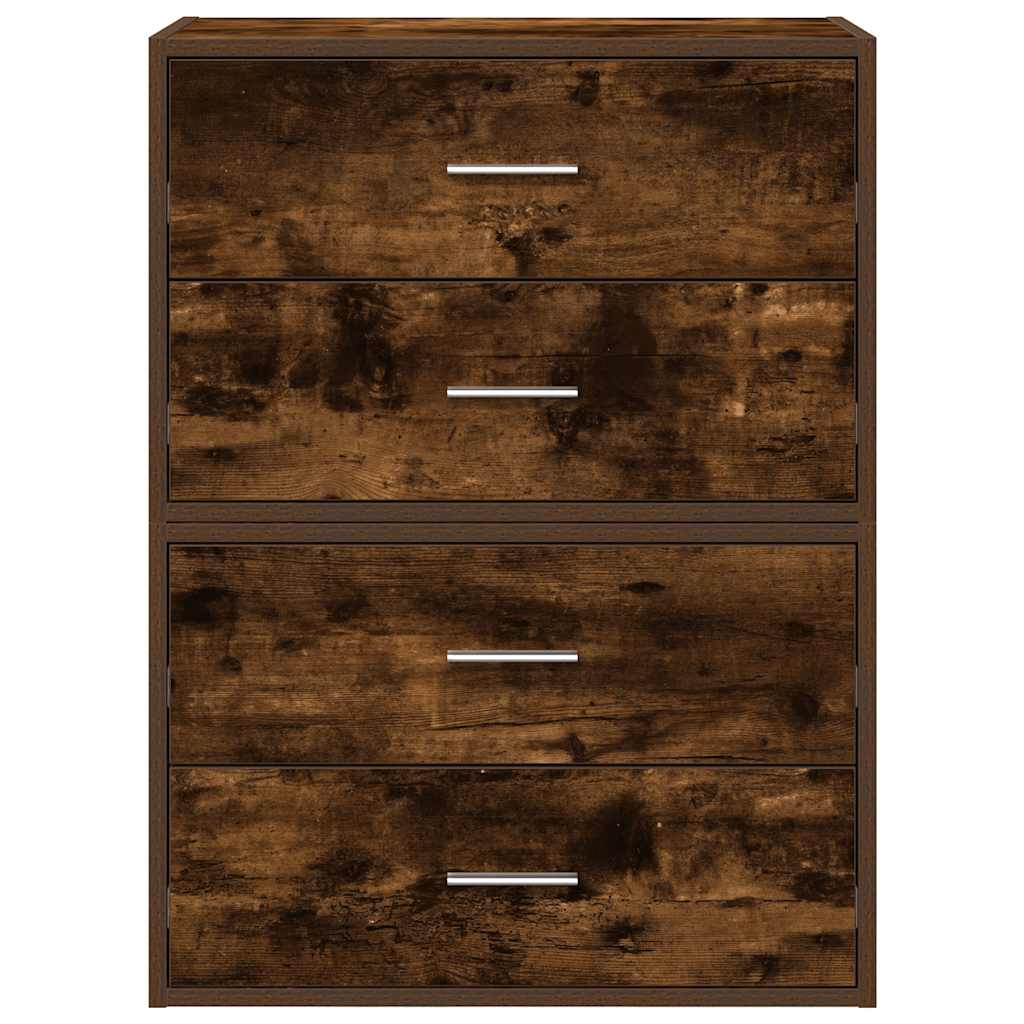vidaXL Cabinets with 4 Drawers 2 pcs Smoked Oak 60x31x40 cm Engineered Wood 4