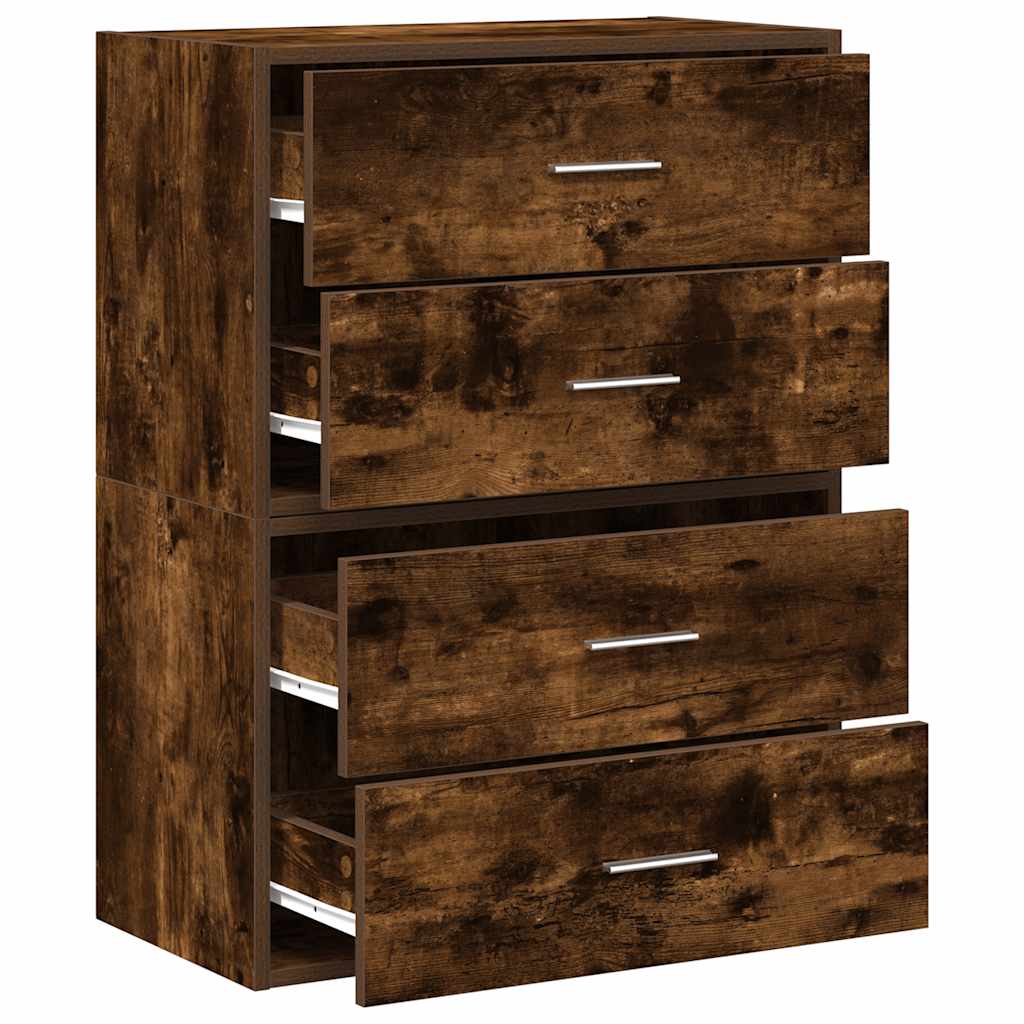 vidaXL Cabinets with 4 Drawers 2 pcs Smoked Oak 60x31x40 cm Engineered Wood 5