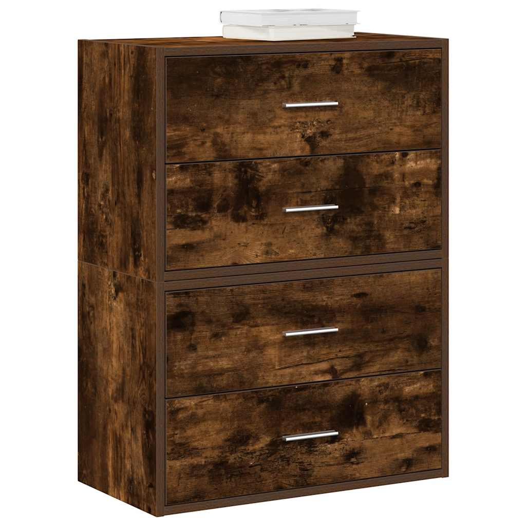 vidaXL Cabinets with 4 Drawers 2 pcs Smoked Oak 60x31x40 cm Engineered Wood 1