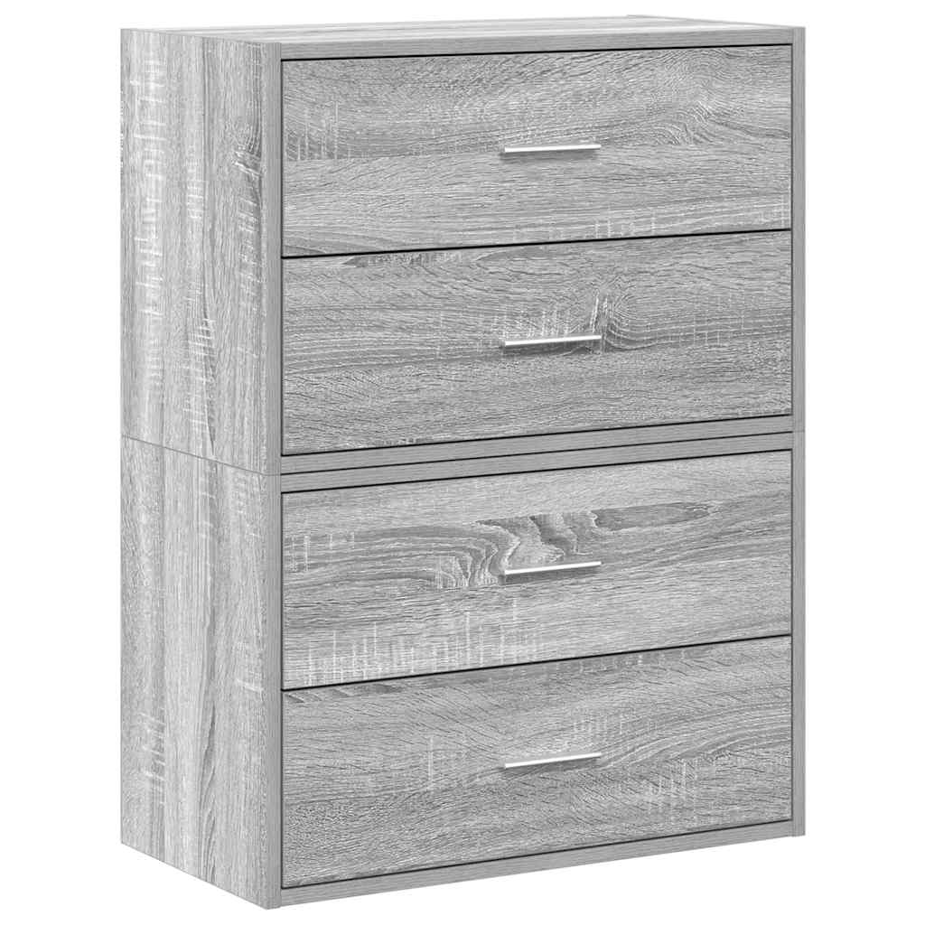 vidaXL Cabinets with 4 Drawers 2 pcs Grey Sonoma 60x31x40 cm Engineered Wood 2