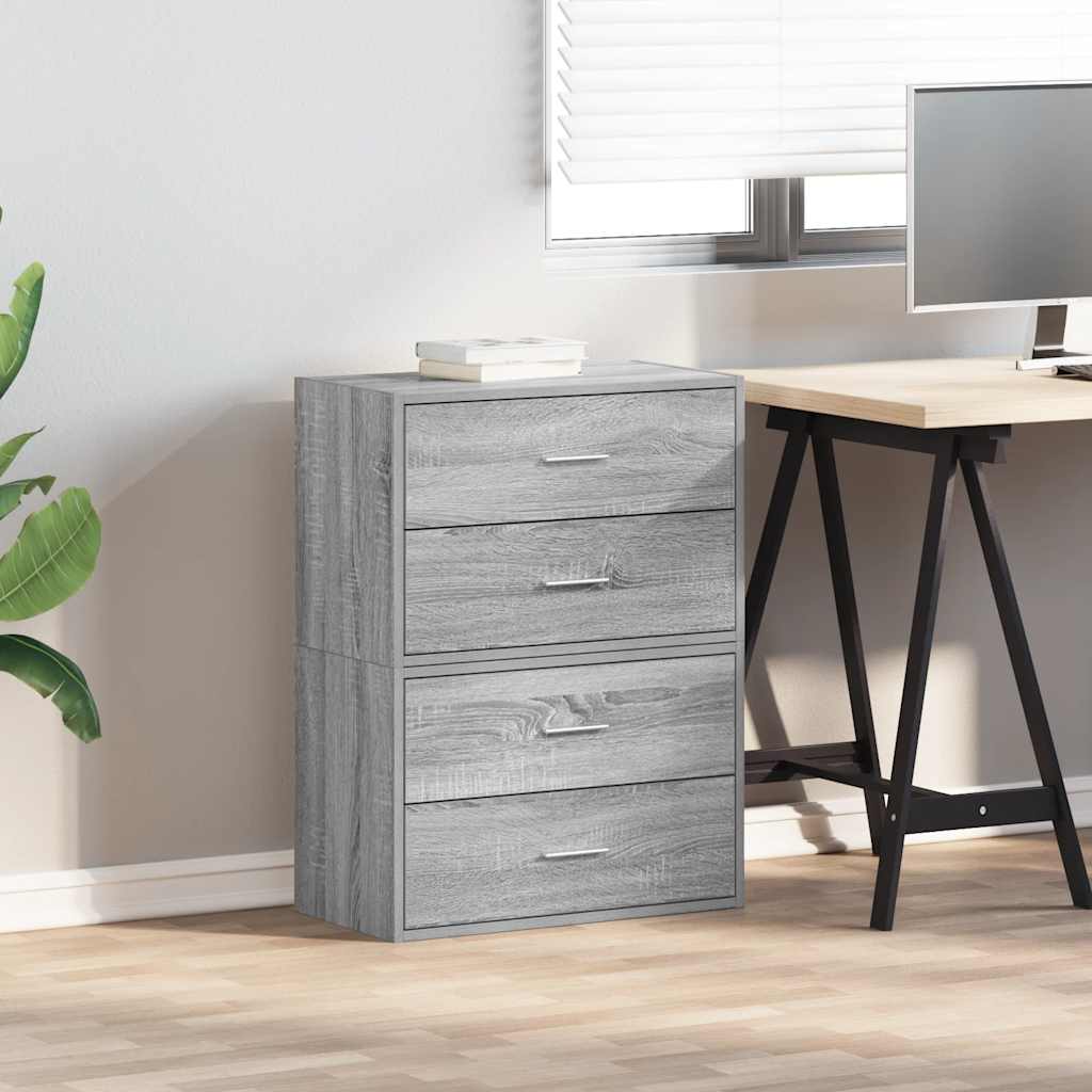 vidaXL Cabinets with 4 Drawers 2 pcs Grey Sonoma 60x31x40 cm Engineered Wood 3