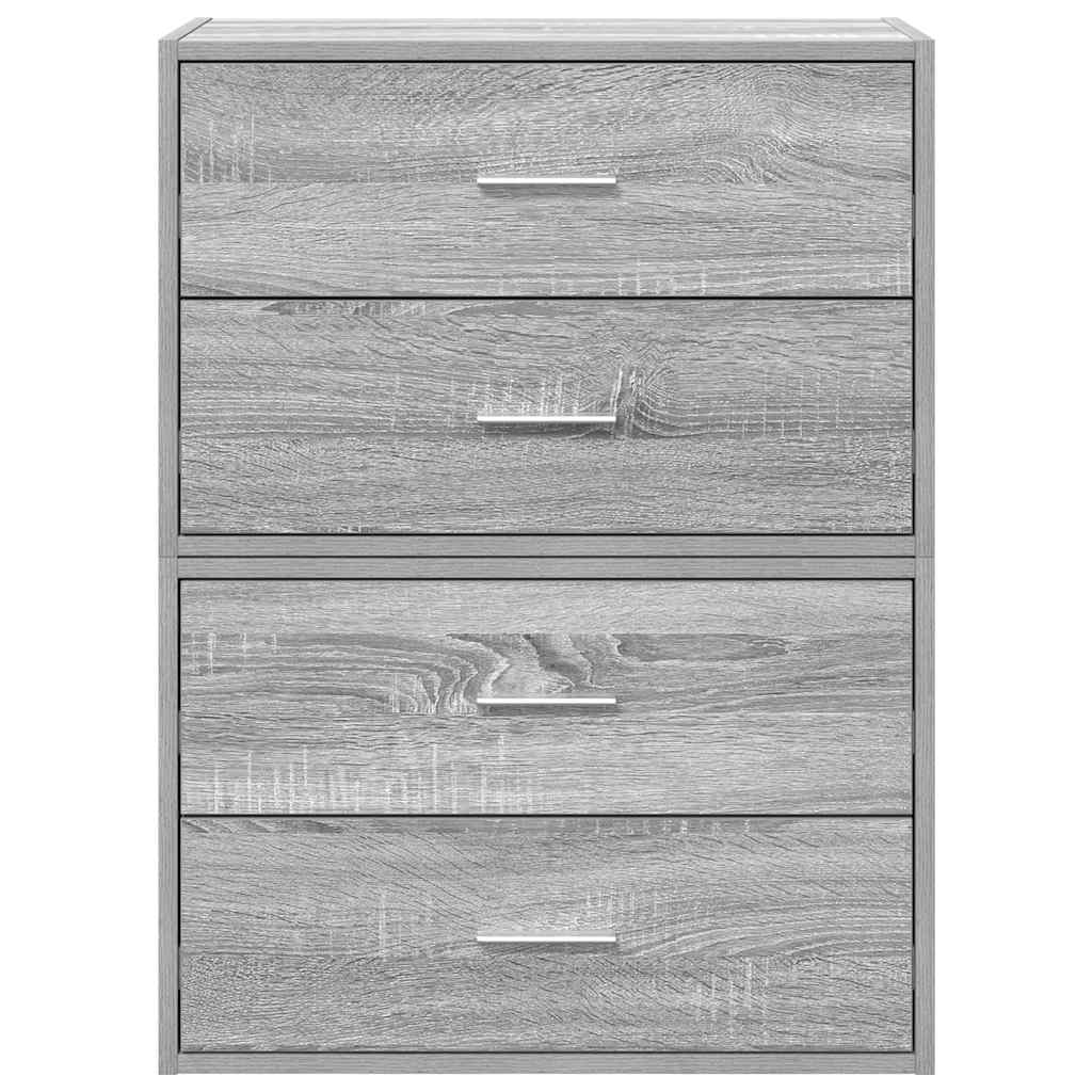 vidaXL Cabinets with 4 Drawers 2 pcs Grey Sonoma 60x31x40 cm Engineered Wood 4