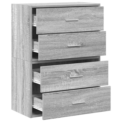 vidaXL Cabinets with 4 Drawers 2 pcs Grey Sonoma 60x31x40 cm Engineered Wood 5