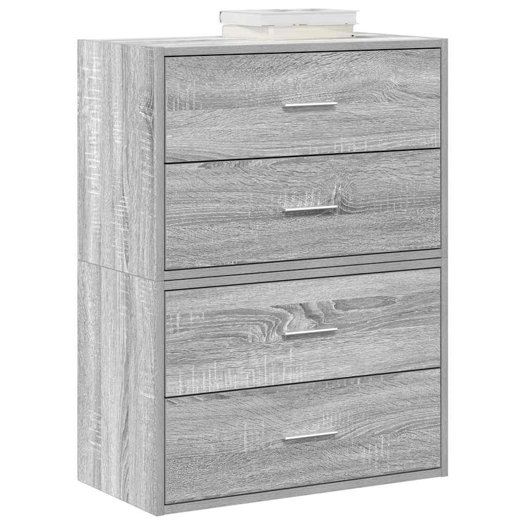 vidaXL Cabinets with 4 Drawers 2 pcs Grey Sonoma 60x31x40 cm Engineered Wood 1