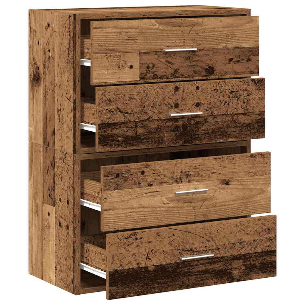 vidaXL Cabinets with 4 Drawers 2 pcs Old Wood 60x31x40 cm Engineered Wood 5