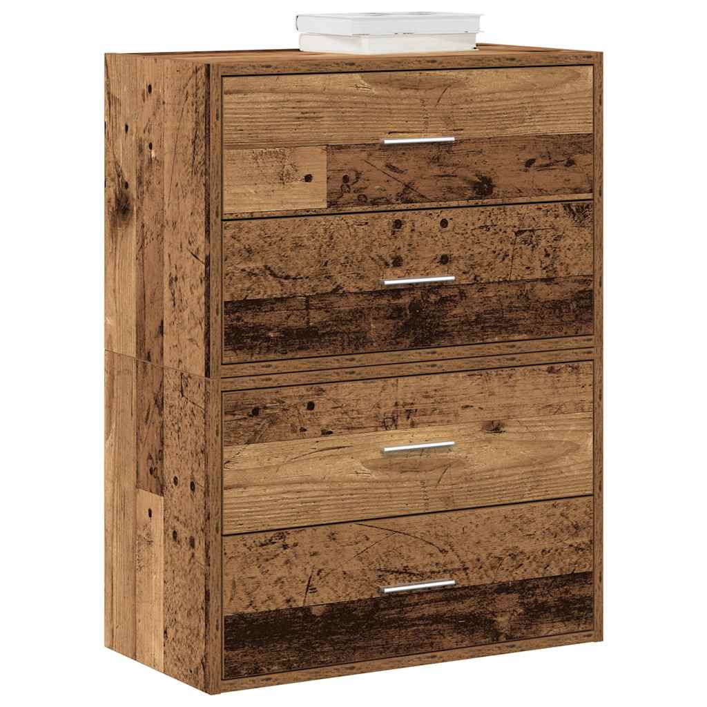 vidaXL Cabinets with 4 Drawers 2 pcs Old Wood 60x31x40 cm Engineered Wood 1