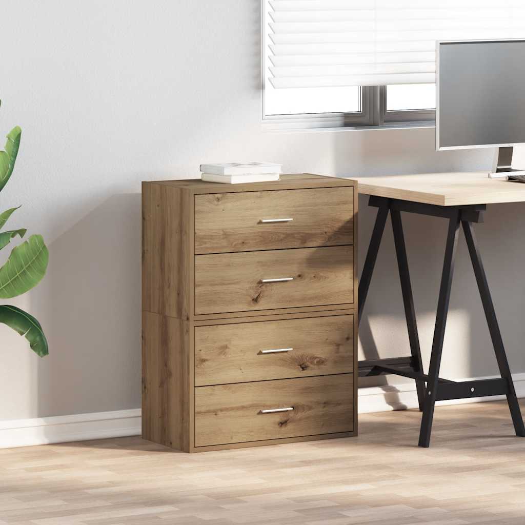vidaXL Cabinets with 4 Drawers 2 pcs Artisan Oak 60x31x40 cm Engineered Wood 3