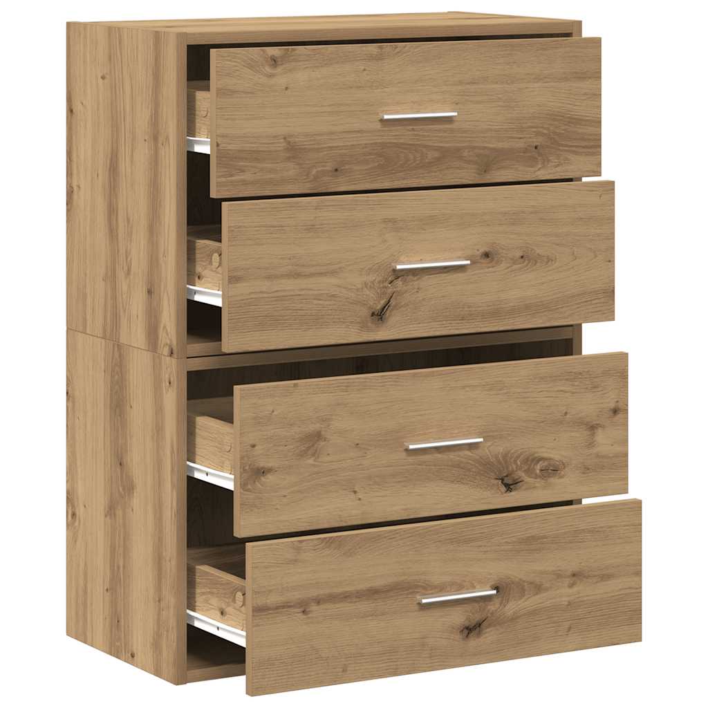 vidaXL Cabinets with 4 Drawers 2 pcs Artisan Oak 60x31x40 cm Engineered Wood 5