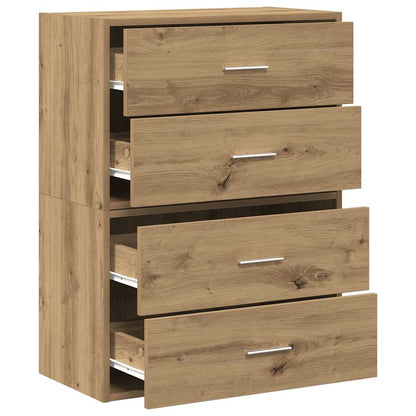 vidaXL Cabinets with 4 Drawers 2 pcs Artisan Oak 60x31x40 cm Engineered Wood 5