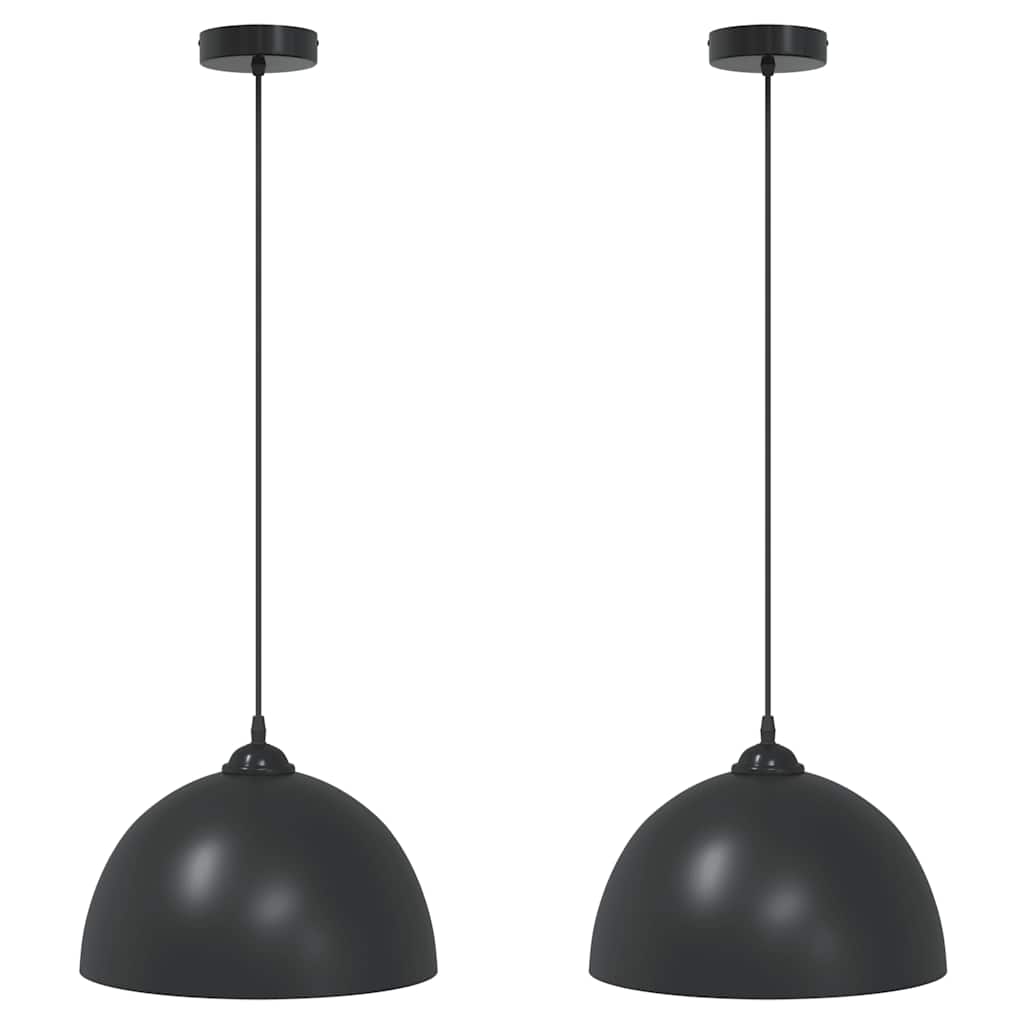 vidaXL Pendant Lamps 2 pcs Height Adjustable E27 Black Ø 30 cm Metal 2