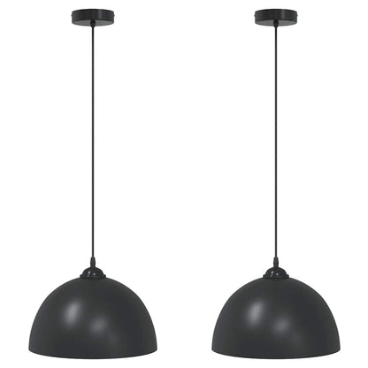 vidaXL Pendant Lamps 2 pcs Height Adjustable E27 Black Ø 30 cm Metal 2