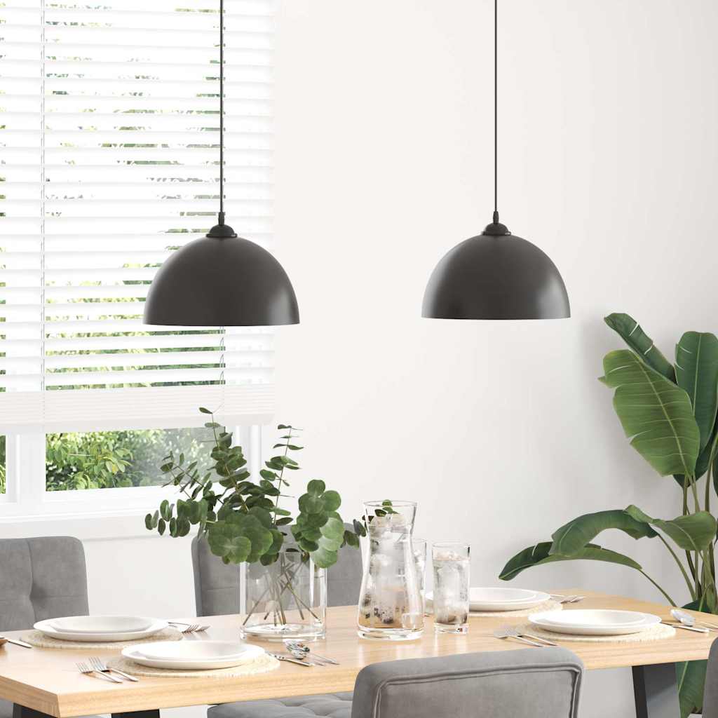 vidaXL Pendant Lamps 2 pcs Height Adjustable E27 Black Ø 30 cm Metal 3