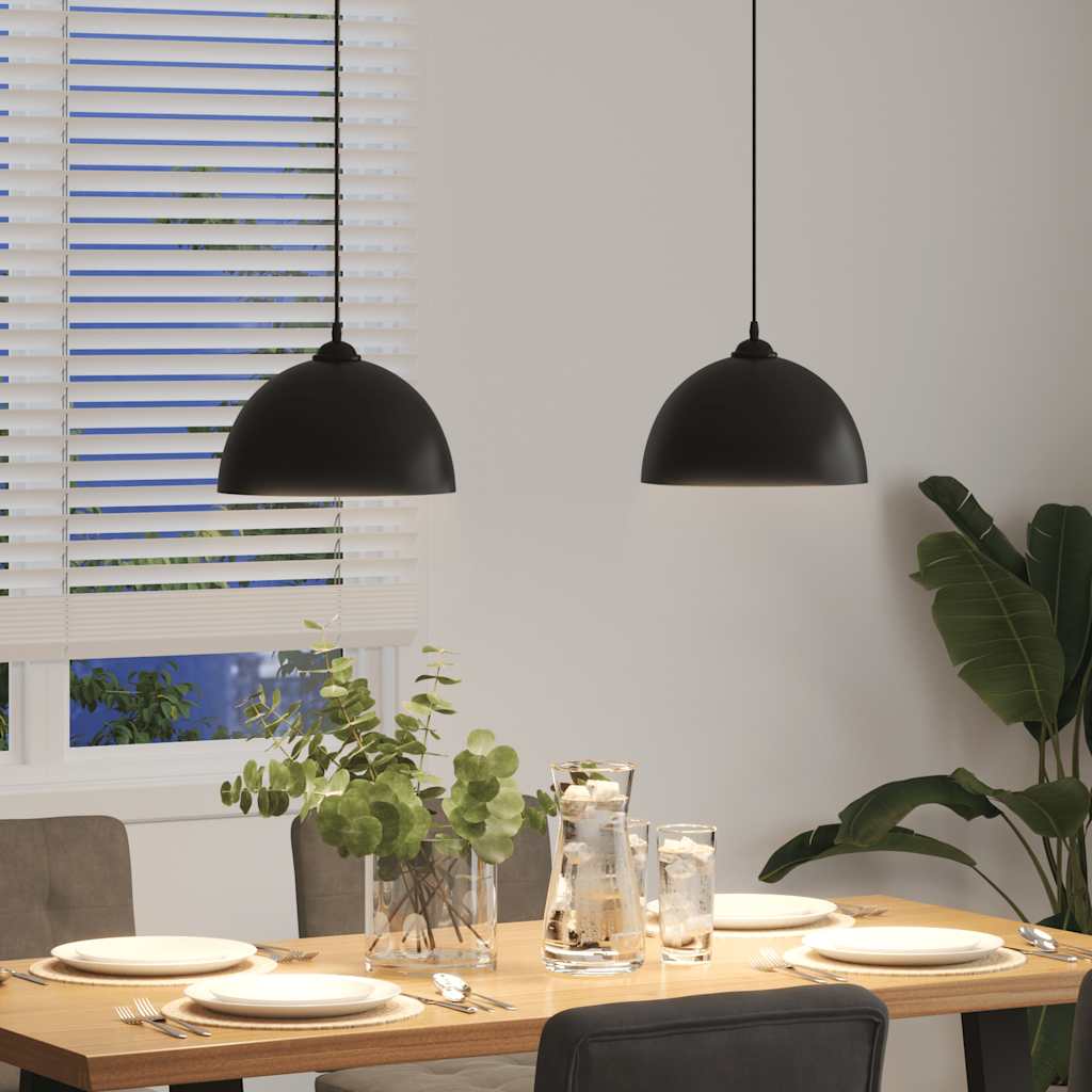 vidaXL Pendant Lamps 2 pcs Height Adjustable E27 Black Ø 30 cm Metal 4