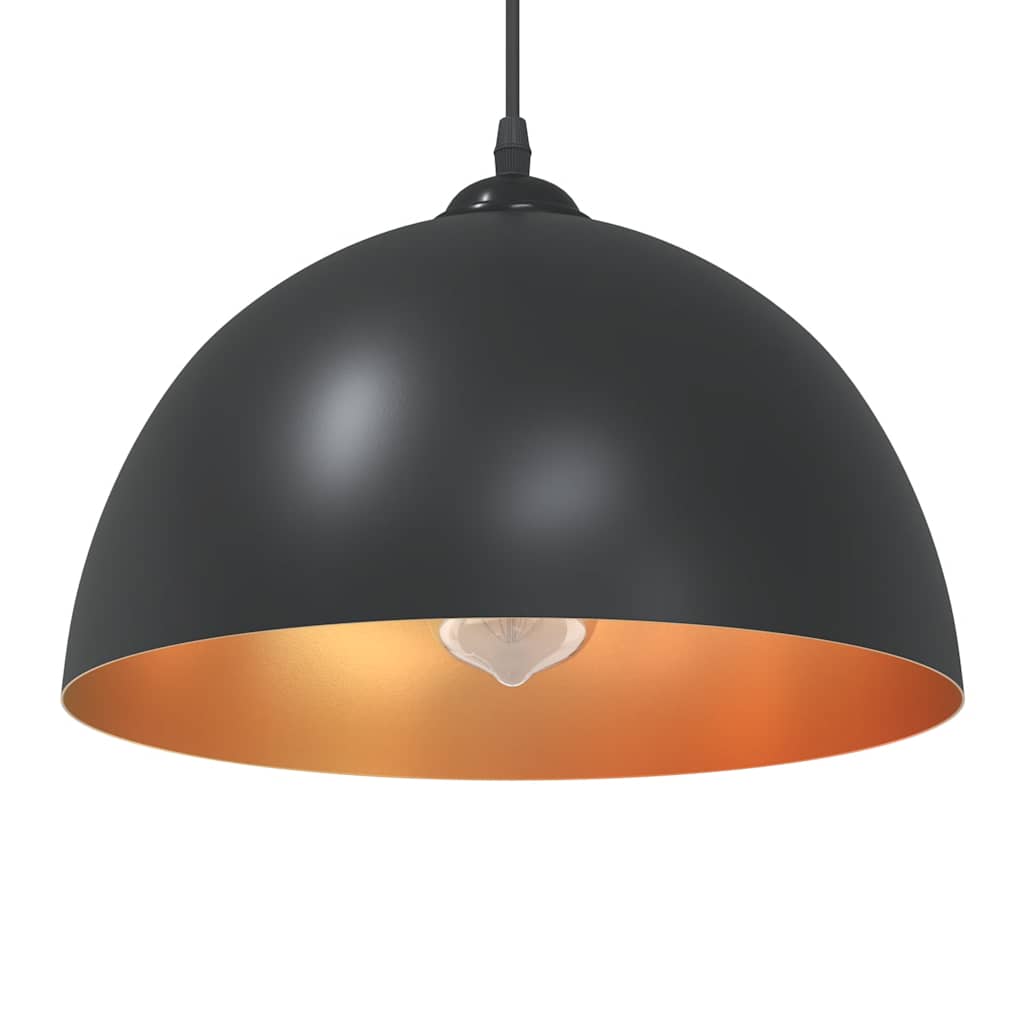 vidaXL Pendant Lamps 2 pcs Height Adjustable E27 Black Ø 30 cm Metal 1