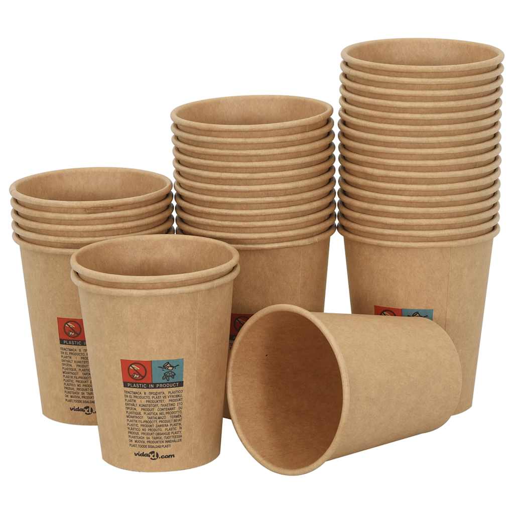 vidaXL Paper Coffee Cups 1000 pcs 8oz 200ml Brown 3