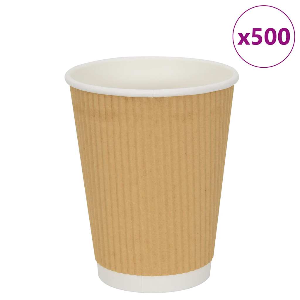 vidaXL Paper Coffee Cups 500 pcs 12oz 300ml Brown 1