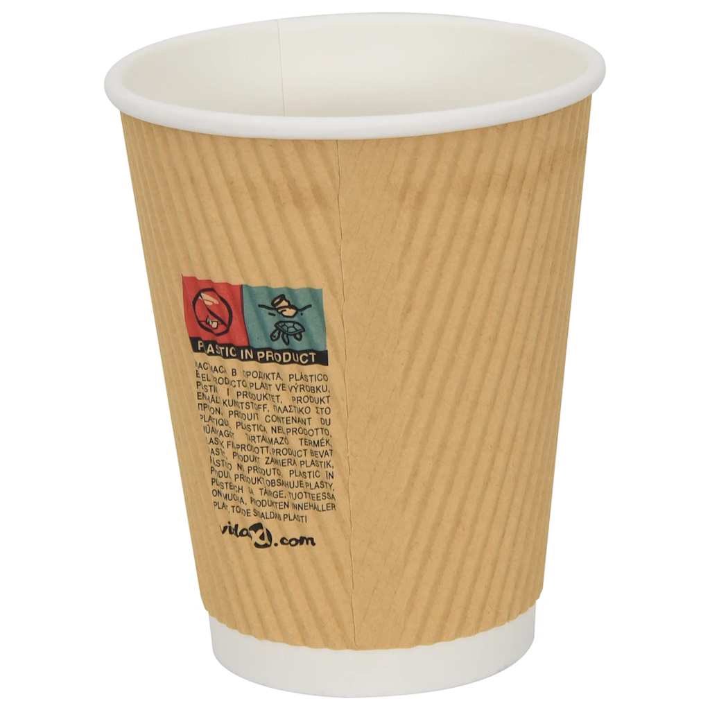 vidaXL Paper Coffee Cups 500 pcs 12oz 300ml Brown 4