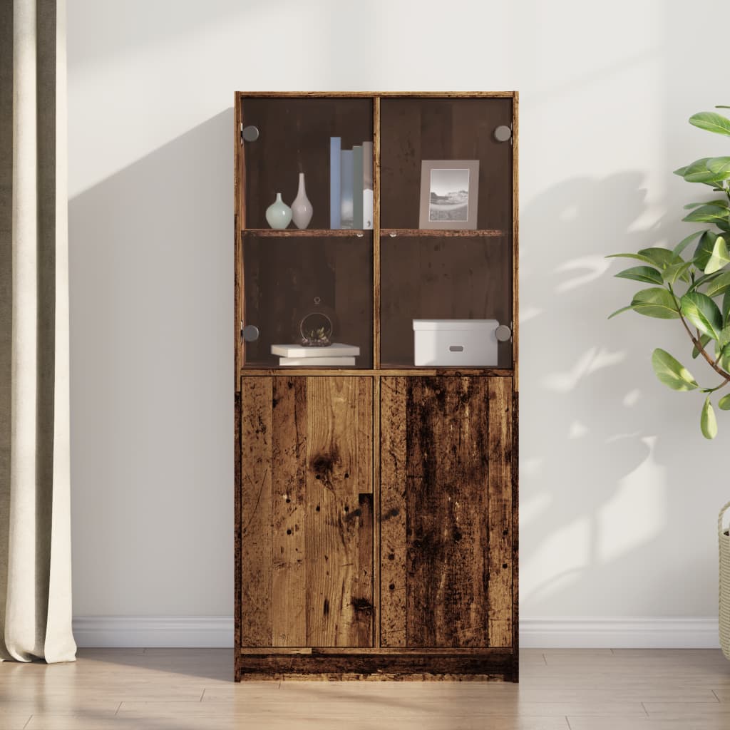 Highboard with Doors 68x37x142 cm Engineered Wood Old wood 68 cm