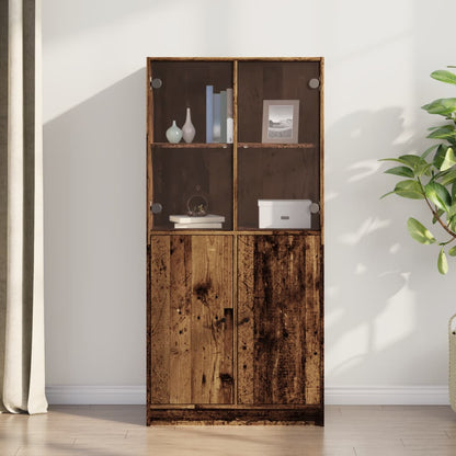 Highboard with Doors 68x37x142 cm Engineered Wood Old wood 68 cm