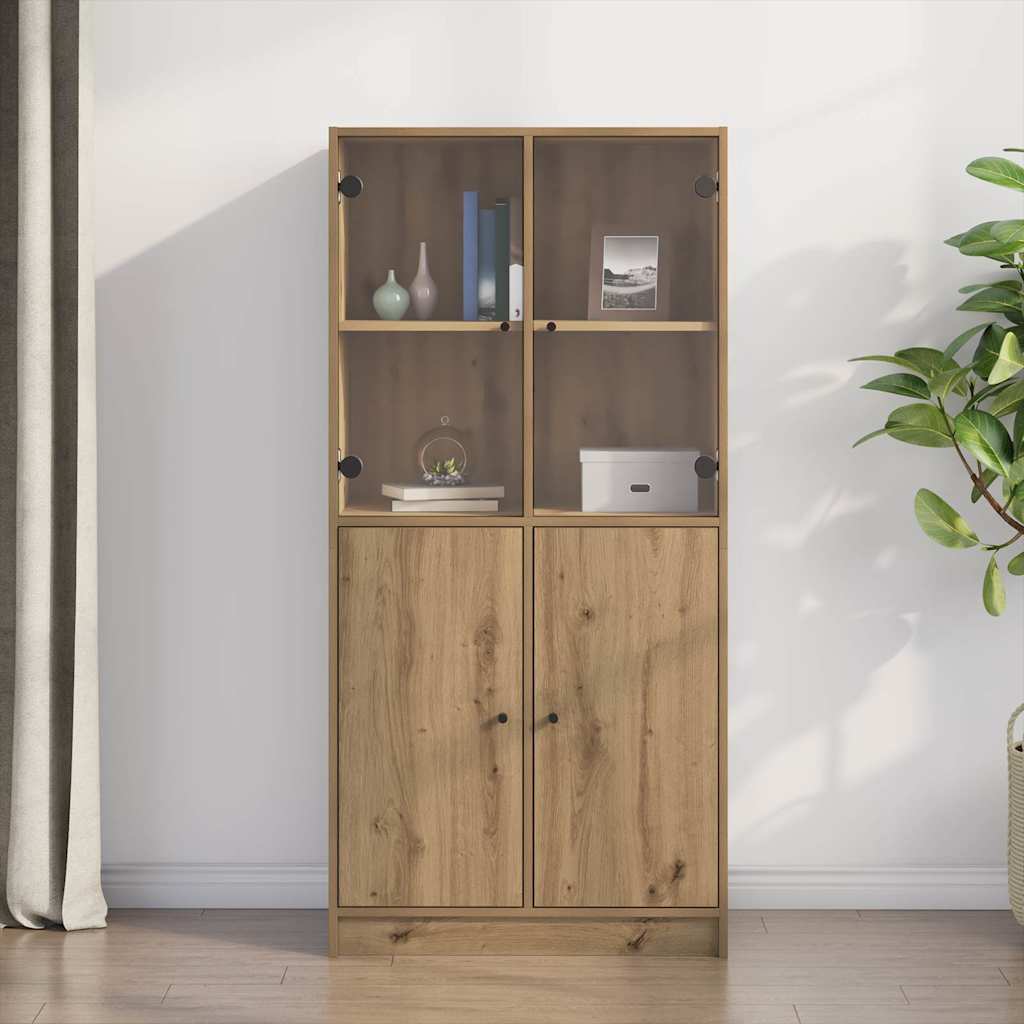 Highboard with Doors 68x37x142 cm Engineered Wood Artisian oak 68 cm