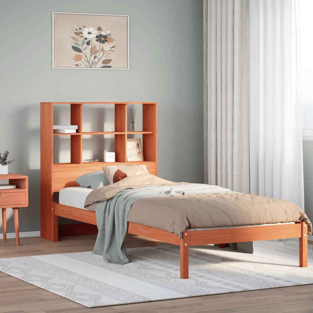 Bookcase Bed without Mattress Wax brown
