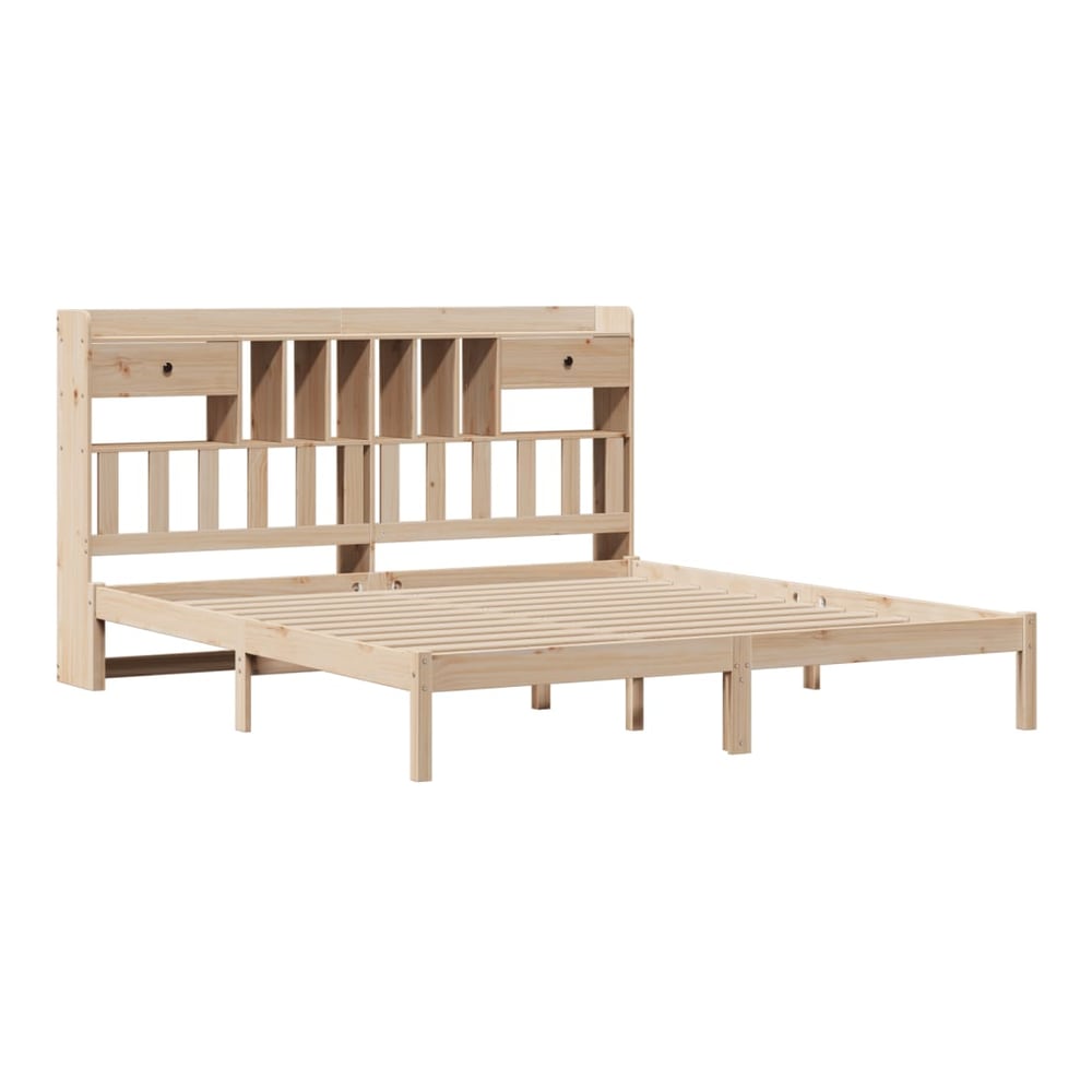 Bookcase Bed without Mattress Solid Wood Pine Natural 180 cm 200 cm