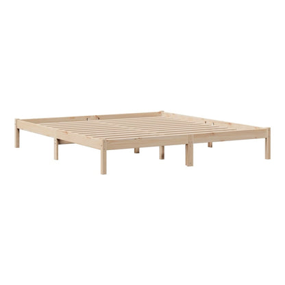 Bookcase Bed without Mattress Solid Wood Pine Natural 180 cm 200 cm