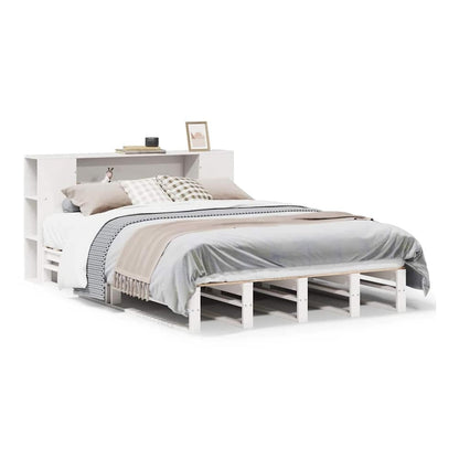 Bookcase Bed without Mattress Solid Wood White 150 cm 200 cm