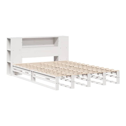 Bookcase Bed without Mattress Solid Wood White 150 cm 200 cm