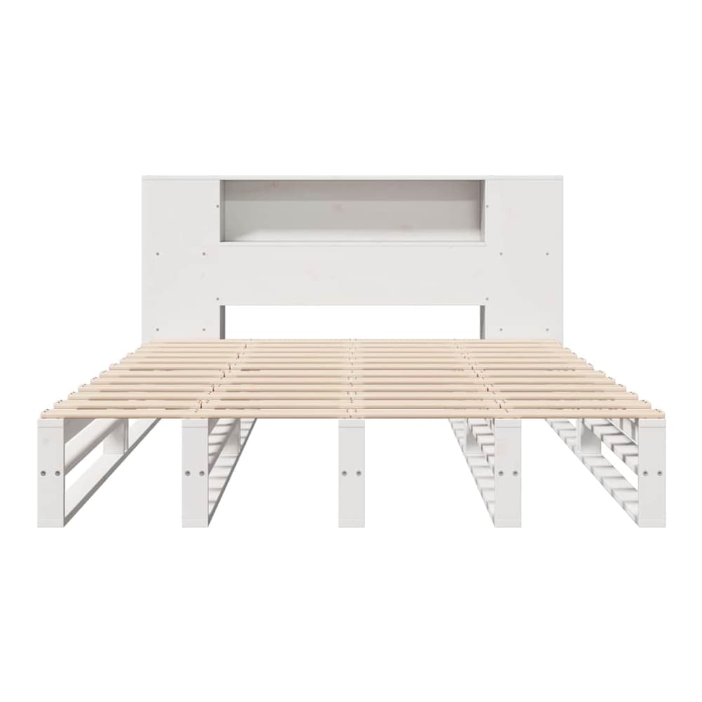 Bookcase Bed without Mattress Solid Wood White 150 cm 200 cm