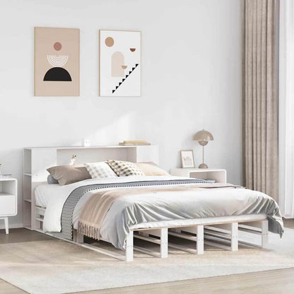 Bookcase Bed without Mattress Solid Wood White