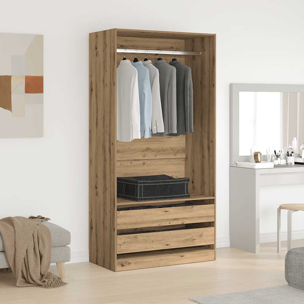vidaXL Wardrobe Artisan Oak 100x50x200 cm Engineered Wood 3