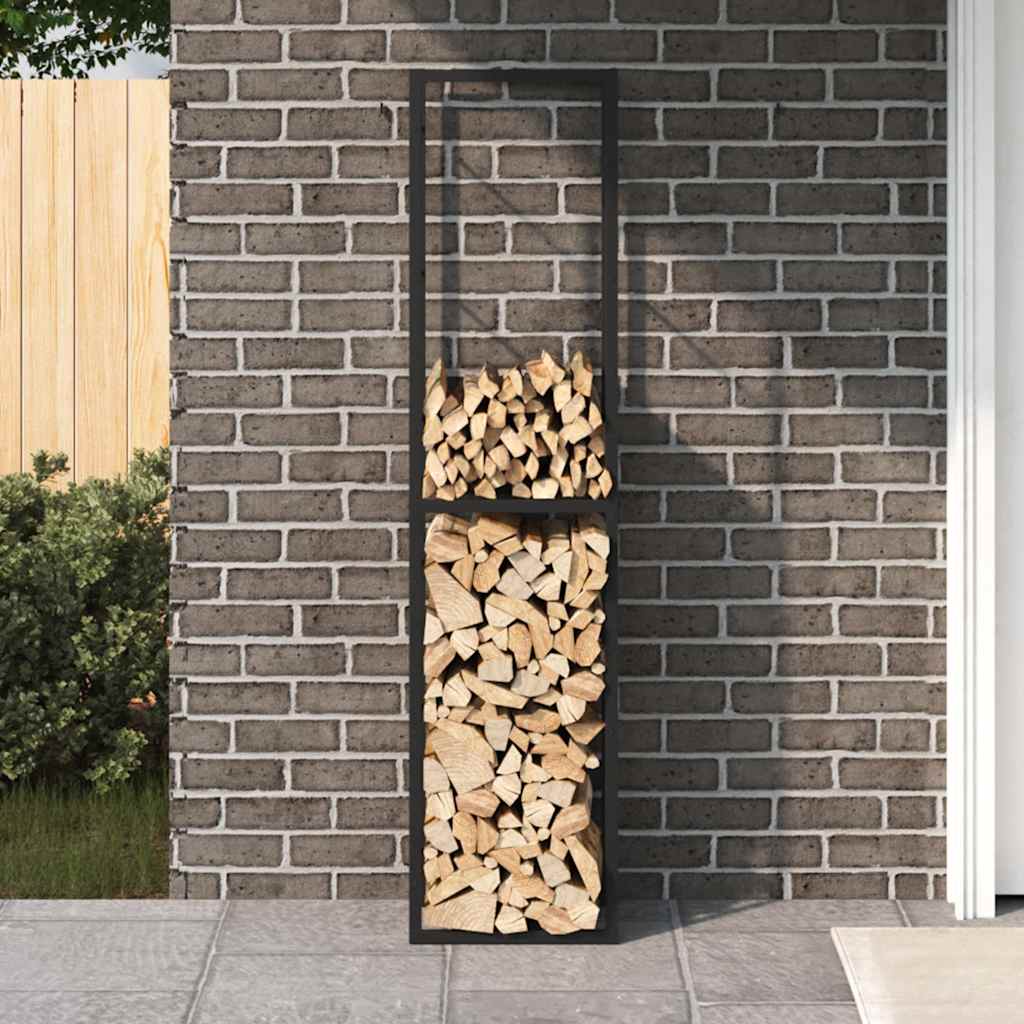 vidaXL Firewood Rack Black 50x30x209 cm Steel 3