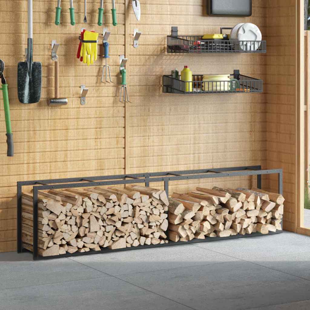 vidaXL Firewood Rack Black 50x30x209 cm Steel 4