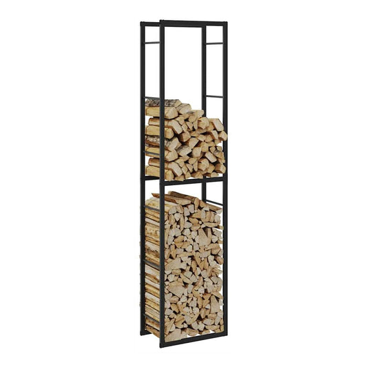 Firewood Rack Black Steel 50 cm