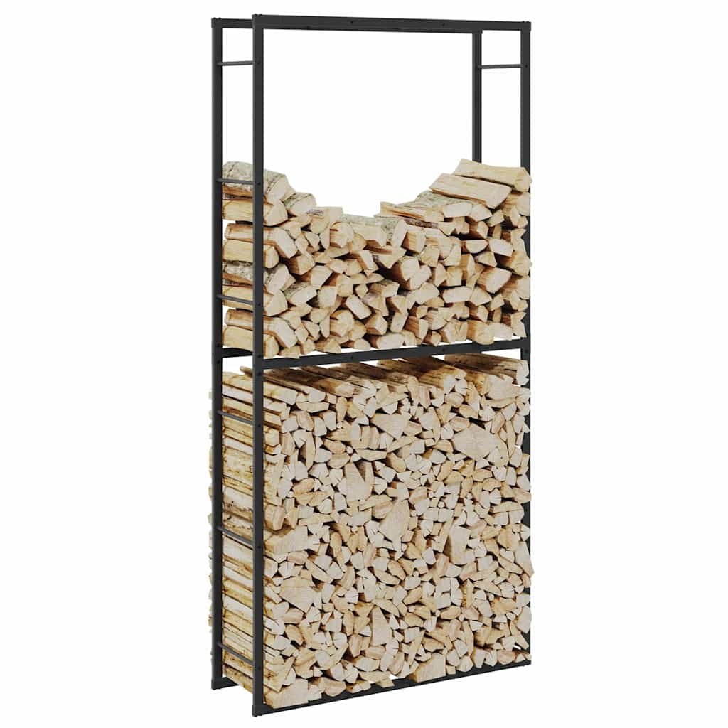 Firewood Rack Black Steel 100 cm