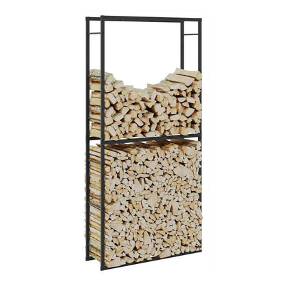 Firewood Rack Black Steel 100 cm