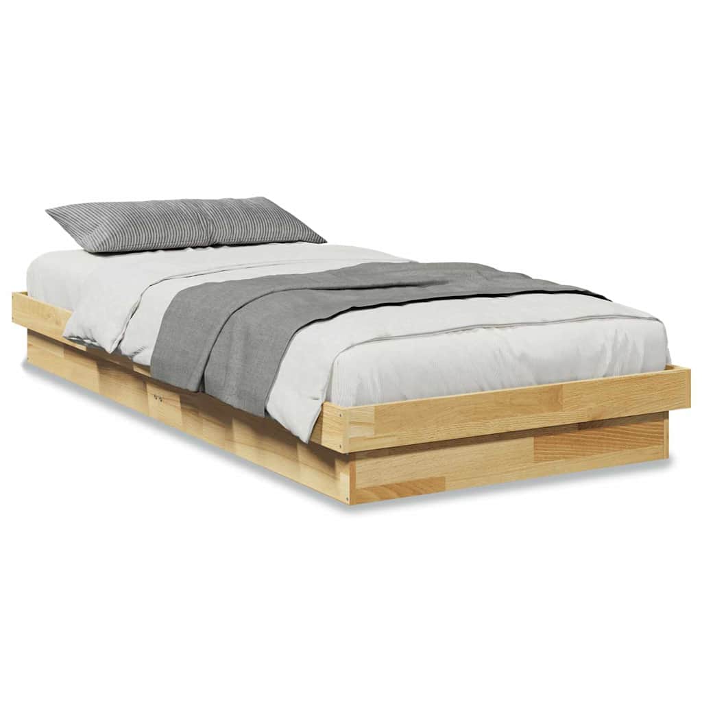 vidaXL Bed Frame Without Mattress 75x190 cm Solid Oak Wood 2