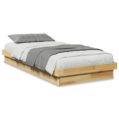 vidaXL Bed Frame Without Mattress 75x190 cm Solid Oak Wood 2