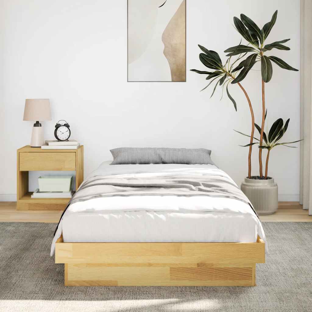 vidaXL Bed Frame Without Mattress 75x190 cm Solid Oak Wood 4